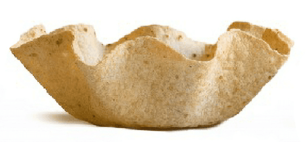 Edibowls® large baked tortilla bowl #0514-8, a 7.5" edible bowl.